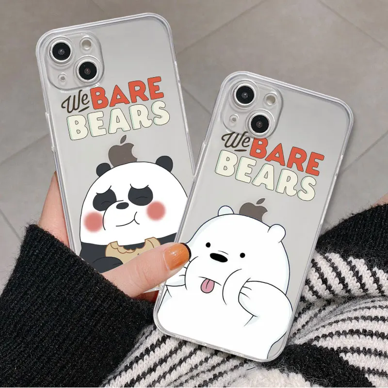 

We Bare Bears Cartoon Ctue Case For iPhone 14 11 12 Pro 13 Pro Max XR XS X 6s 7 8 Plus SE 2020 13 Luxury Shockproof Clear Cover