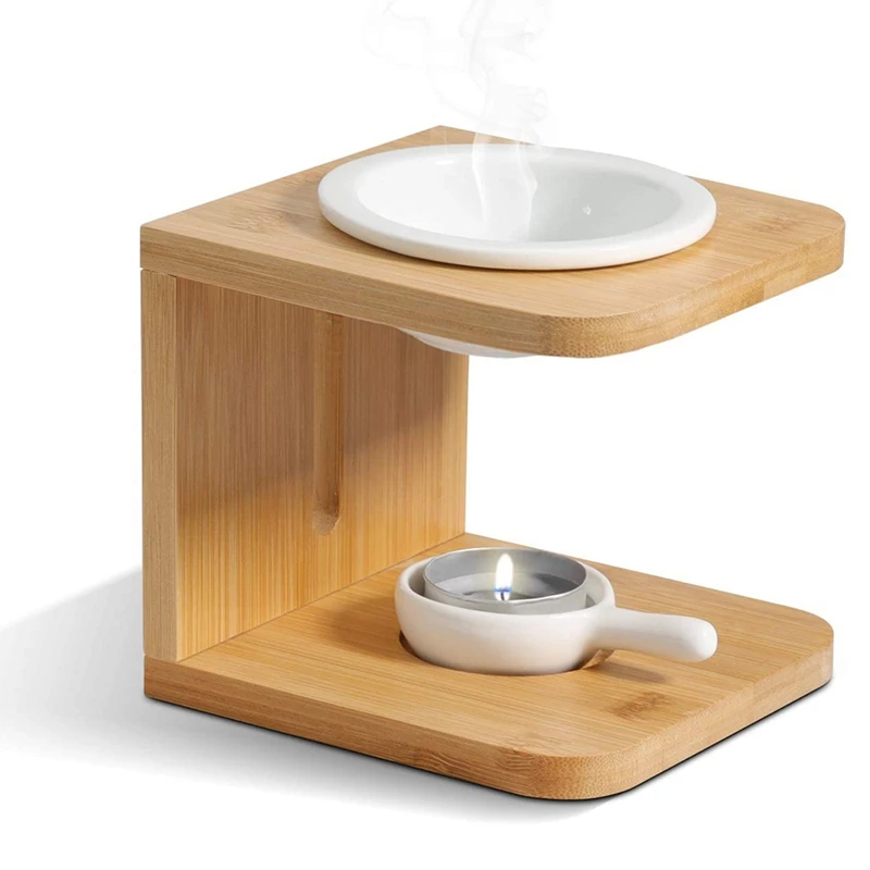 

Wooden Essential Oil Burner, Scented Wax Melt Burner with Candle Holder, Aromatherapy Aroma Burner Oil Diffuser Candle