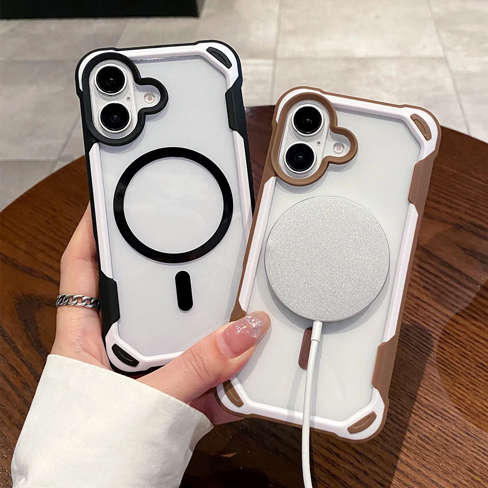 Чехол для зарядки телефона Desert Titanium Gold Armor Magsafe iPhone 16 15 14 13 12 11 Pro Max Plus прочная