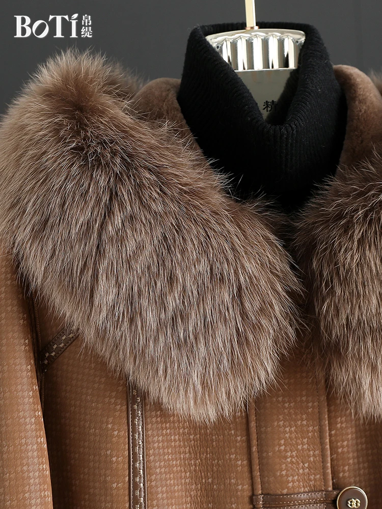 Qiti 2024 новая зимняя шуба с воротником из лисьего меха модное женское пальто