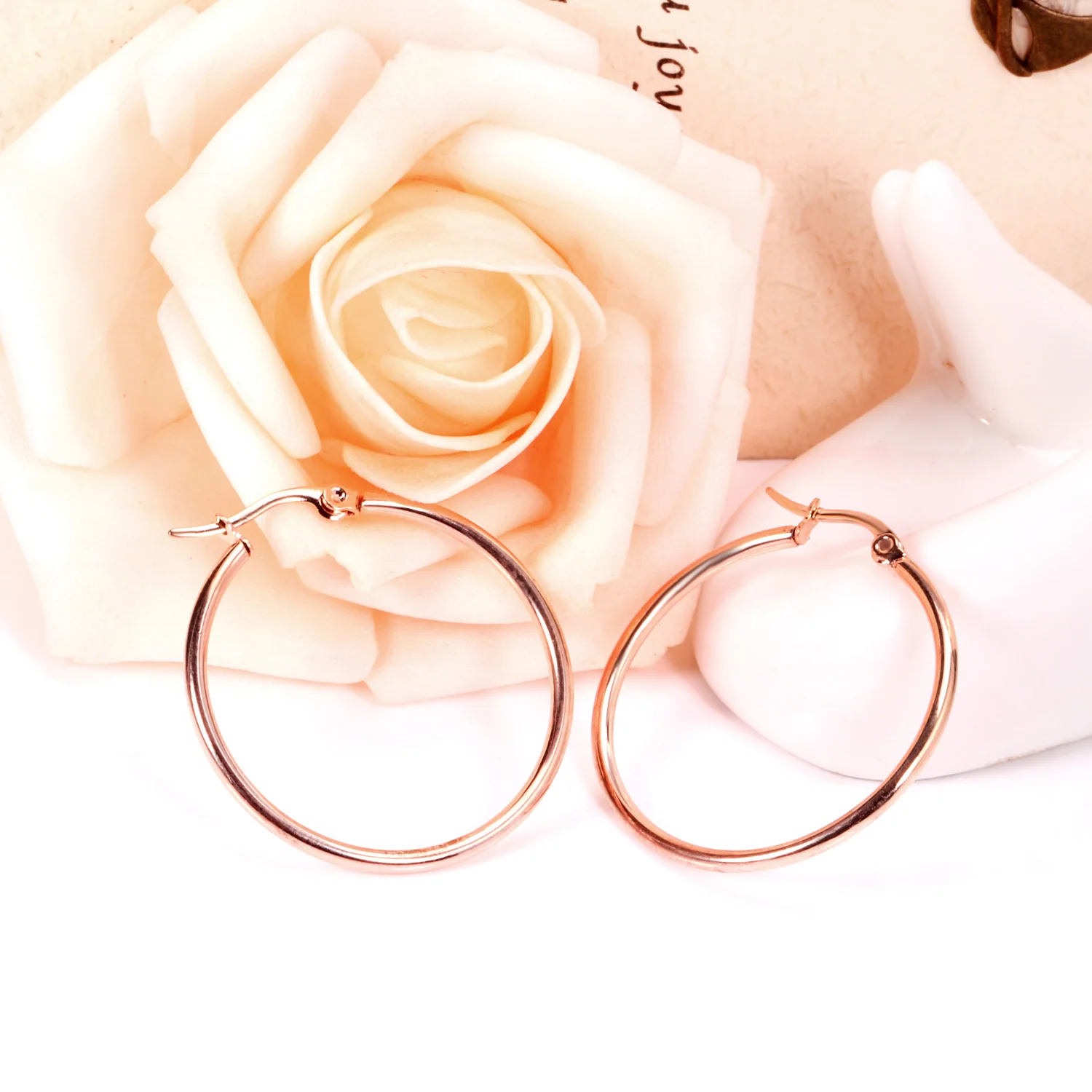 ASON 1Pair/2Pcs Stainless Steel Hoop Earrings For Women Men Rose Gold Color Hip Hop Round Small Big Circle Huggies Punk Jewelry images - 6