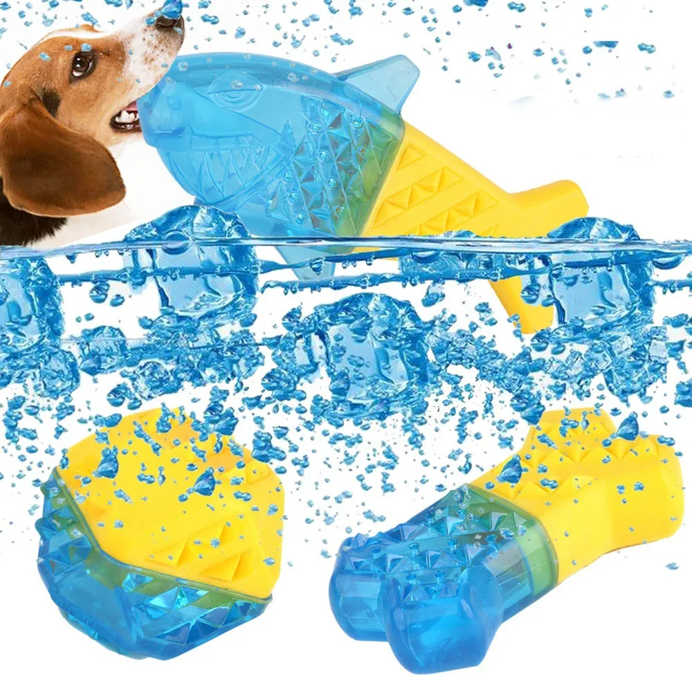For Dogs Water Injection Frozen Cool Down Dog Toys Bite-resistant Dog Ball Bone Squeaky Toy