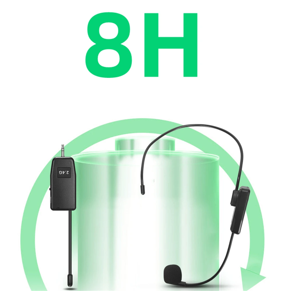 

Беспроводной микрофон 2,4G, внешний радиомикрофон с адаптером от 3,5 мм до 6,5 мм/гарнитура, передатчик микрофона для обучения, туристического г...