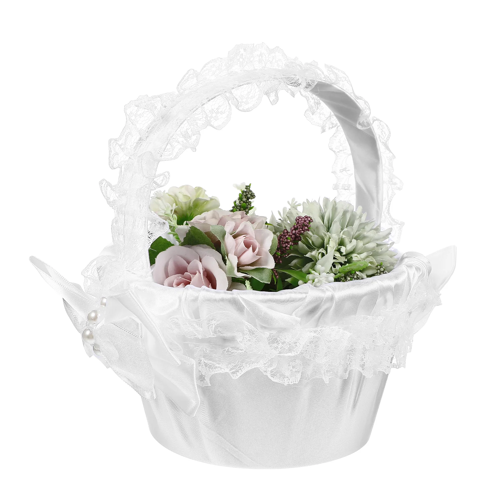 

1pc Bridesmaid Decorative Bowknot Basket Flower Basket for Wedding Party Ceremony