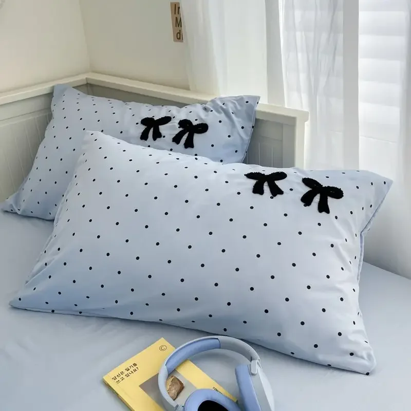 Ins Style Girl Синий 1 5 м/1 8 м Простыня с бантом Полотенце Комплект постельного белья