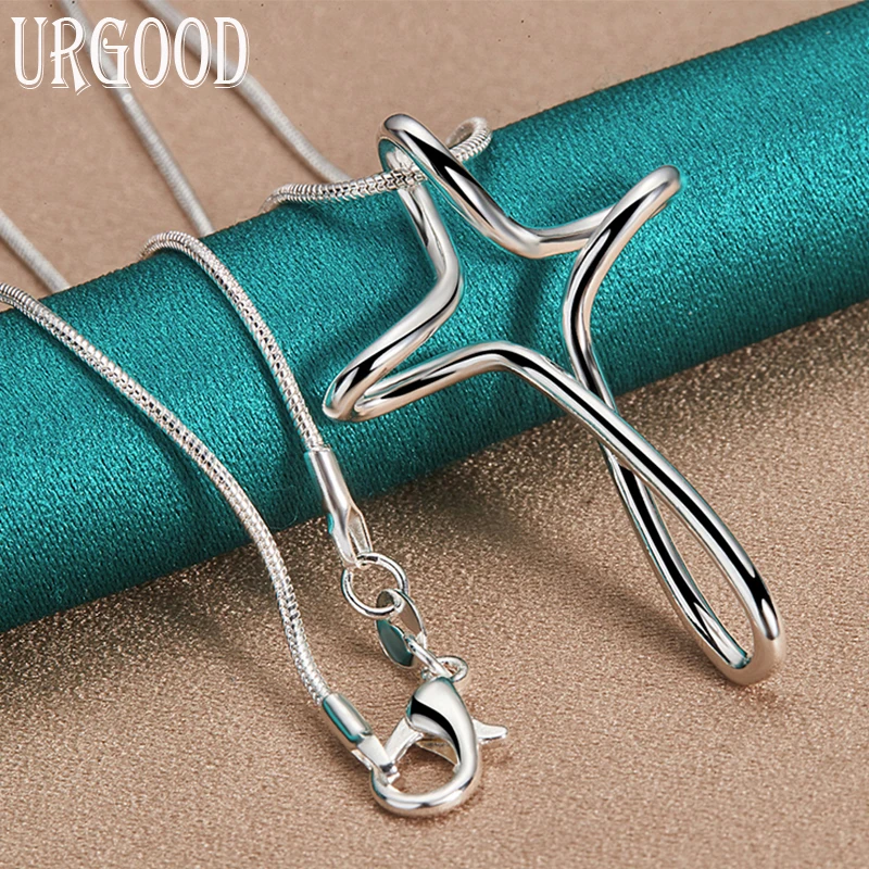 

925 Sterling Silver Cross Pendant Necklace 16-30 Inch Chain For Women Party Engagement Wedding Fashion Jewelry