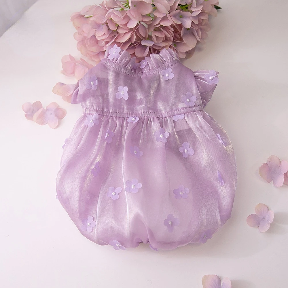 

Spring Summer Streamer Three-dimensional Flower Yarn Skirt Pet Clothes Cat and Dog Clothing Teddy Bubble Skirt Small Dog Dress