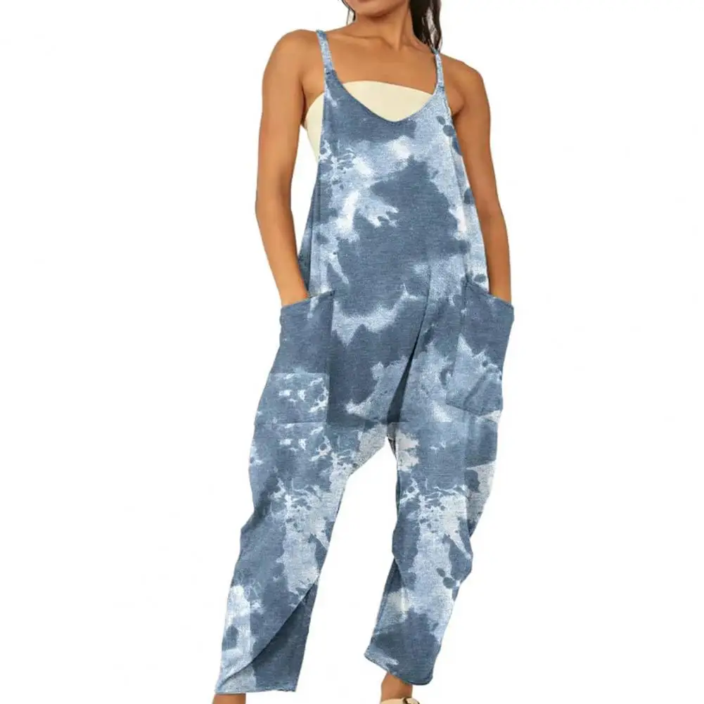

Stylish Overalls Jumpsuit Pockets Cotton Blend Sling Wide Leg Women Jumpsuit Comfortable Ladies Jumpsuit Work Supply