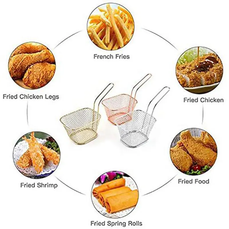 Mini French Fries Basket Stainless Steel Chips Frying Basket Strainer Fryer Cooking Chef Basket Colander Tool Kitchen Gadgets images - 6