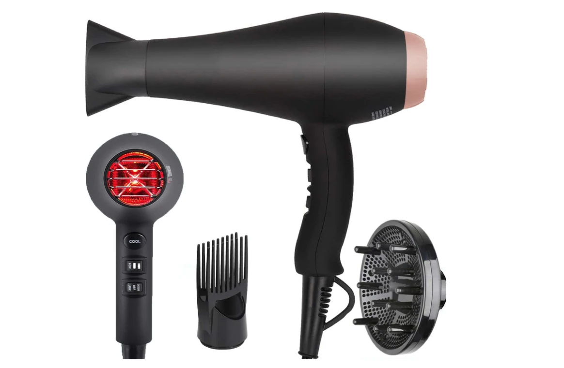 

Infrared Hair Dryer, Professional Salon Negative Ionic Blow Dryers for Fast Drying, Pro Ion Quiet Hairdryer