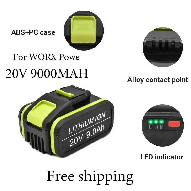 

Замена для WORX 20 в 9 Ач перезаряжаемая литиевая батарея электрический инструмент WA3551 WA3553 WX390 WX176 WX178 WX386 WX678 с зарядным устройством