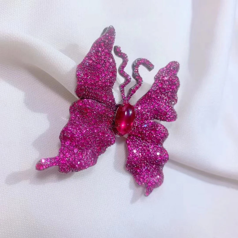 Женская Брошь в виде бабочки, из серебра 925 пробы с фианитами