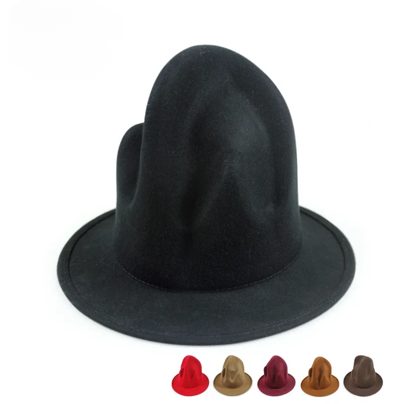 

New Fashion Retro Men Fedoras Top Jazz Felt Wide Brim Hat Vintage Couple Cap Winter Summer Bowler Hats Cap Outdoor