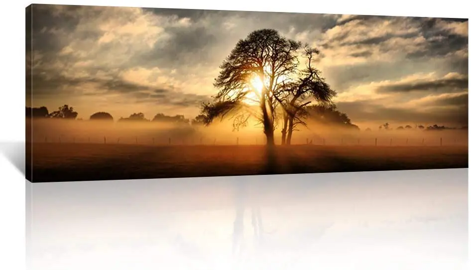 Галерея холст красивый закат панорамный Холст Искусство ночь падение дерево