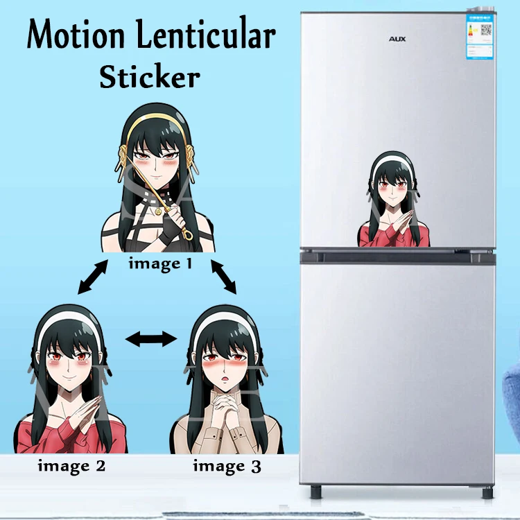 

Spy X Family Yor Forger Anime Motion Lenticular Sticker Waterproof Decals for Cars,Laptop, Refrigerator,Suitcase,Wall Etc Toy