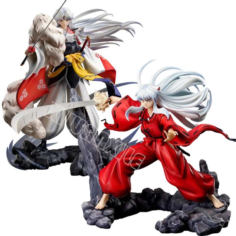 

20cm InuYasha Sesshomaru Anime Figure Final InuYasha Kagome Kikyo Action Figure Noodle Stopper Sesshomaru Figure Model Doll Toys