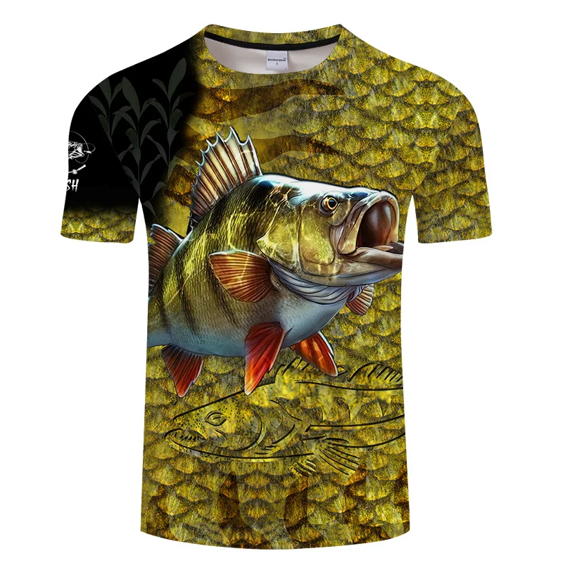 

Factory direct summer new style men's shirt short sleeve casual men's customized T-shirt 3D fish print T-shirt