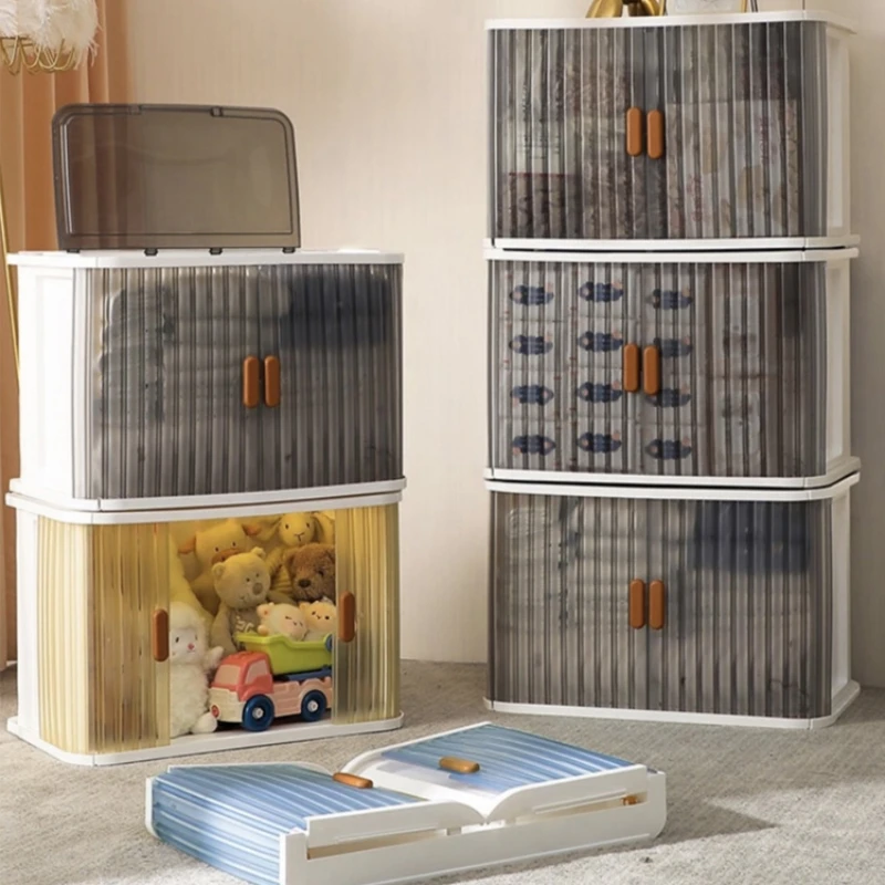 80L High Capacity Household Storage Box Plastic Storage Bins Multifunction Foldable Plastic Storage Cabinets