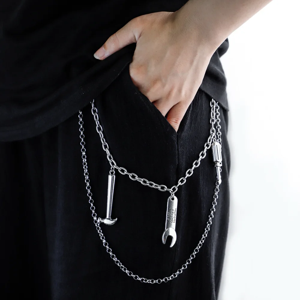 

Персонализированная цепочка-кошелек в виде диска, мужские Модные брюки в стиле панк-рок с молотком, длинные женские готические ювелирные из...