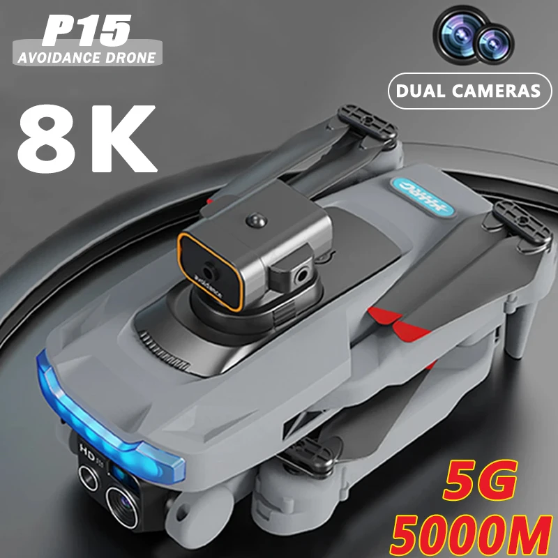 

AGCE New P15 Mini Drone 4k Profesional 8K HD Camera Obstacle Avoidance Aerial Photography Brushless Foldable Quadcopter Gift Toy