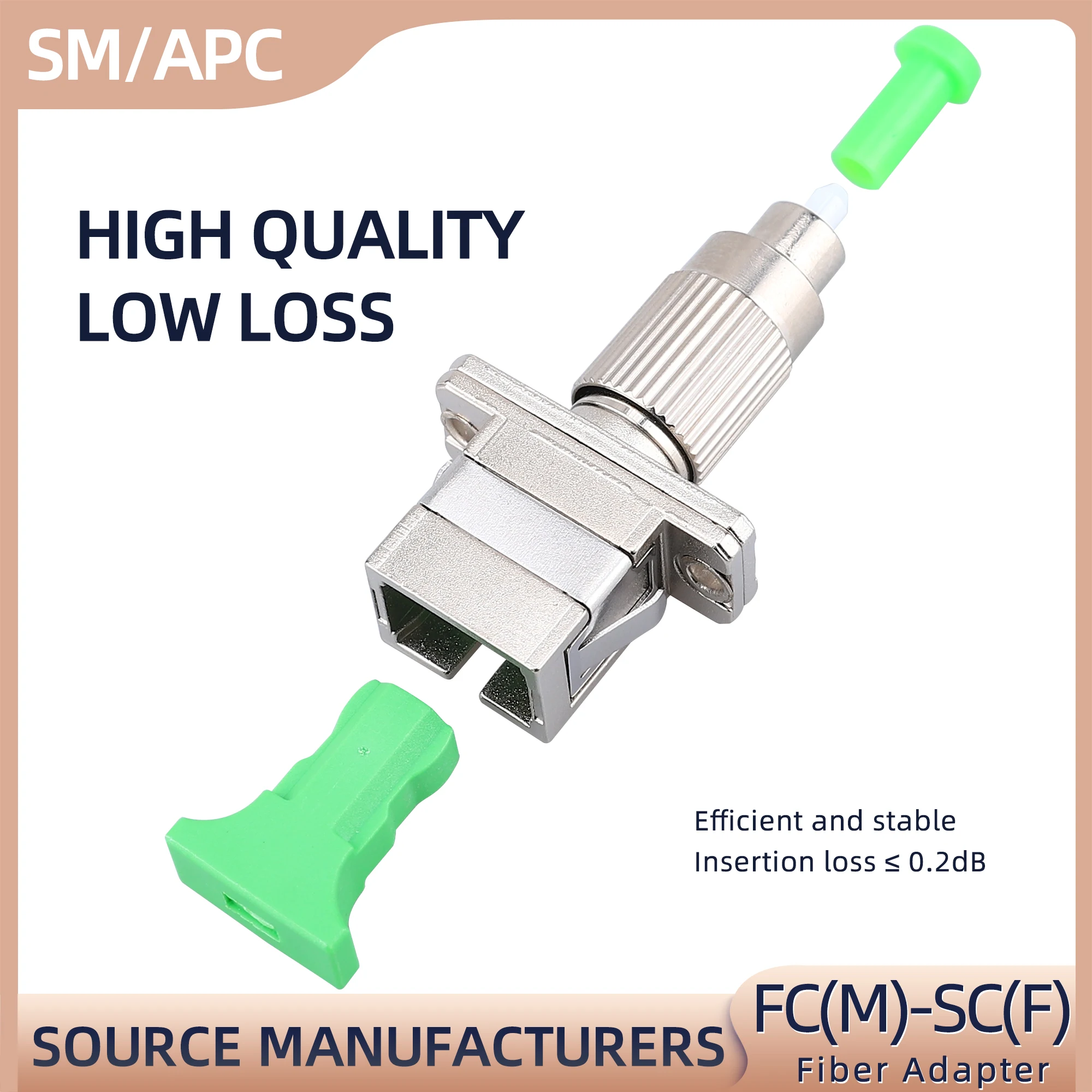 2PCS FC/APC Male SC/APC Female Adapter SM Hybrid Optical Connector for VFL/OMP Digital Communication Optical Equipment