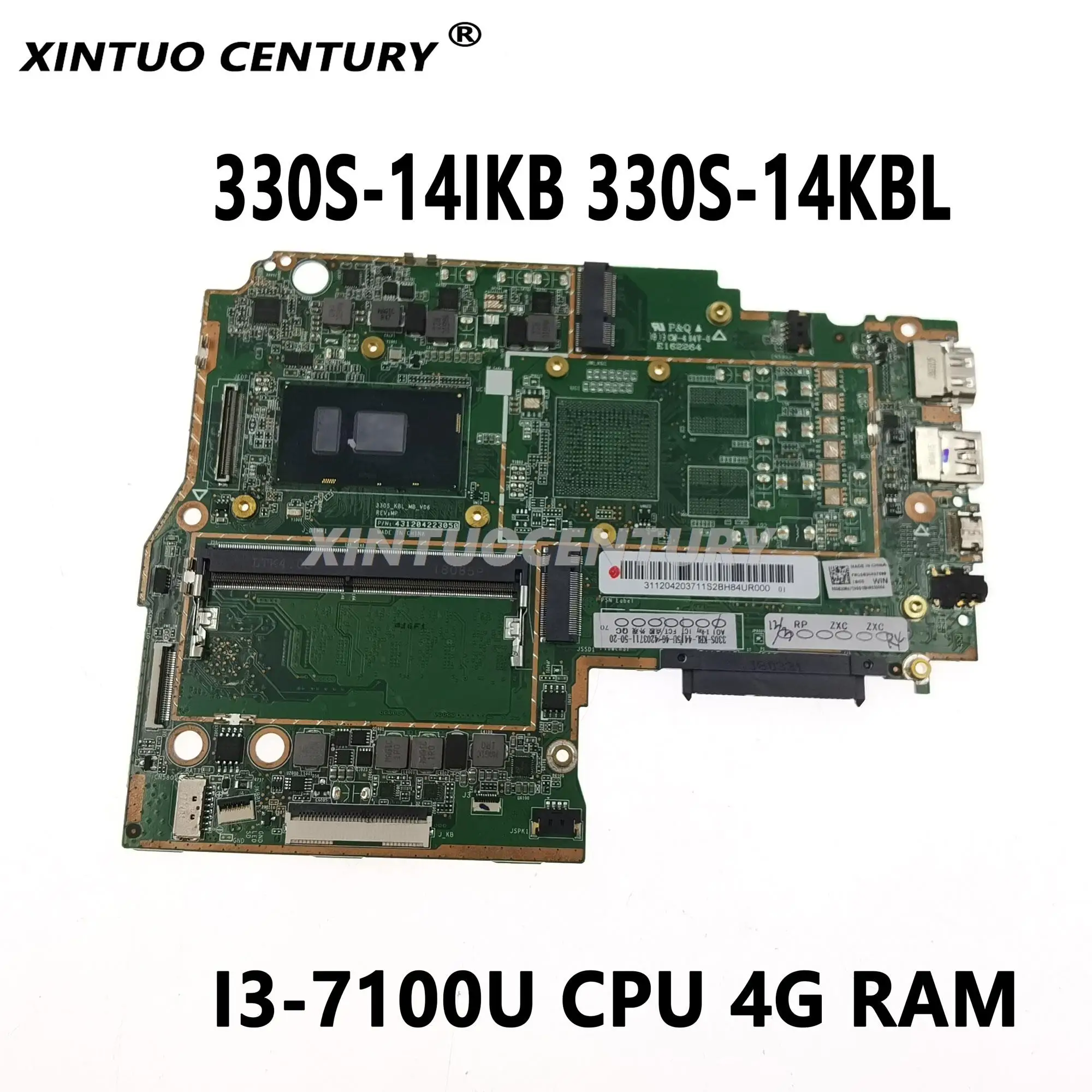 Материнская плата для ноутбука Lenovo Ideapad 330S-14IKB 330S-14KBL с SR343 i3-7100U 4 Гб RAM DDR4 100%
