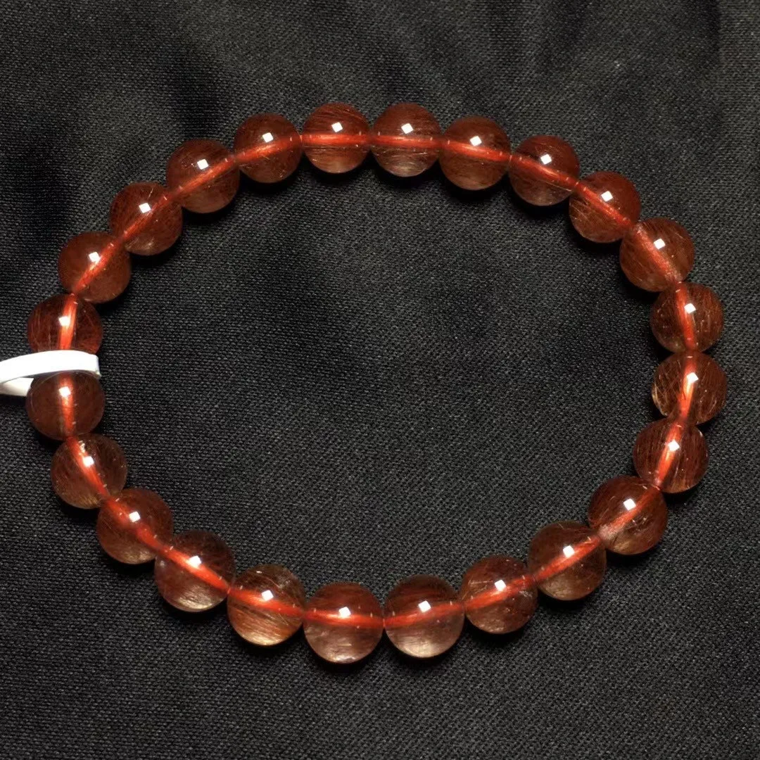 

7mm Natural Red Hair Rutilated Quartz Bracelet Jewelry For Women Lady Men Healing Gift Energy Beads Crsytal Stone Strands AAAAA
