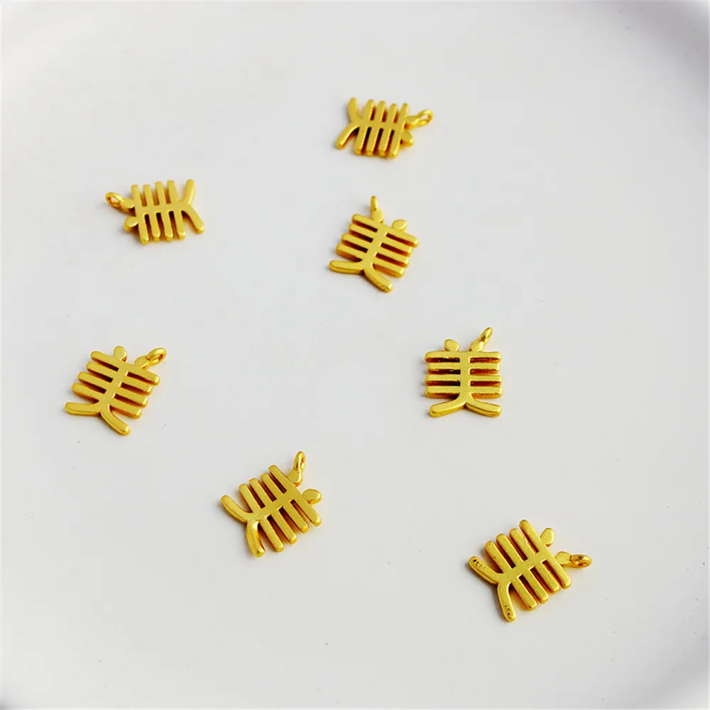 

18k gold-packed dumb gold accessories, sand gold beautiful character pendant earrings, bracelet necklace, handmade DIY material