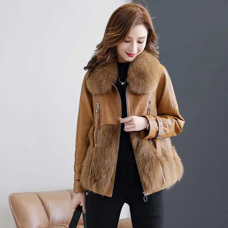 Thickened Faux Fur Coat Women's Short Fox Fur Collar 2022 Winter Warmth Fashion Jackets Casacos Femininos Inverno 2022
