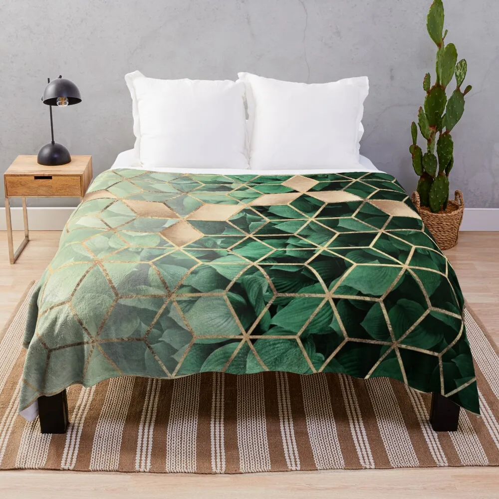 

Leaves And Cubes Throw Blanket blanket with fur large fluffy plaid