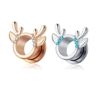 stainless steel rose gold ear gauges piercing animal ear tunnels plugs screw earrings 6 16mm 60pcs