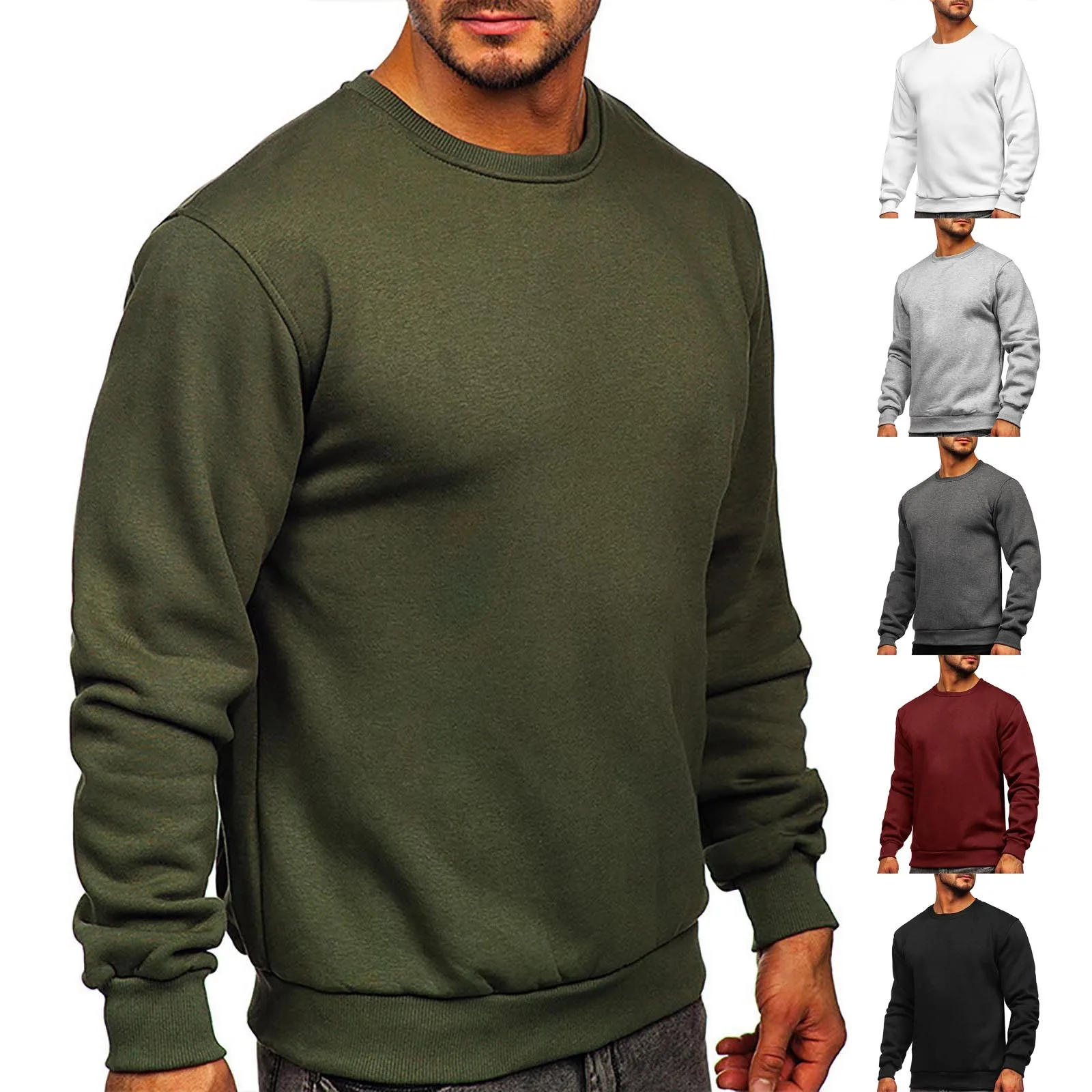 

Men Long Sleeve Round Neck Sweatshirts Pullover Sweatshirt Korean Fashion Winter Hoodies Streetwear Sudaderas Hombre Pullovers
