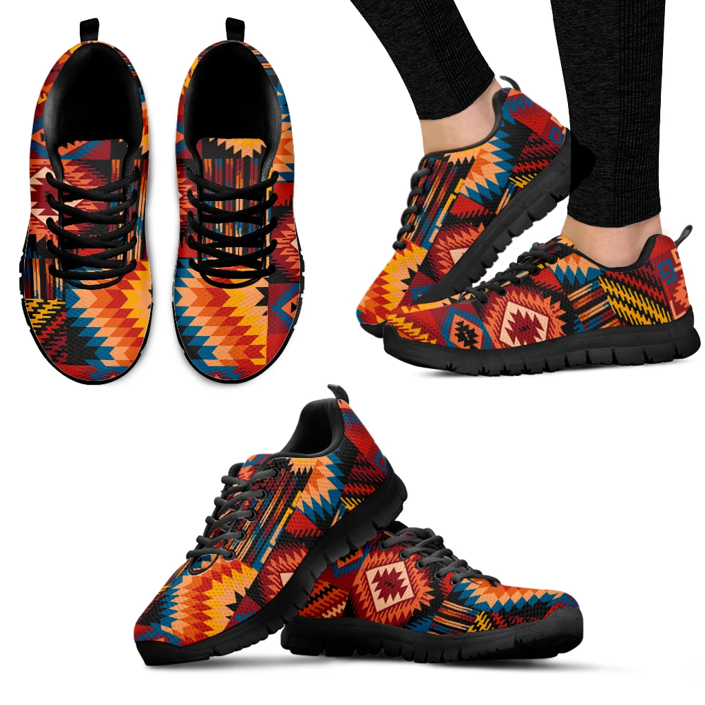 

INSTANTARTS Aztec Design Brand Fashion Sneakers American Culture Print Lace-up Loafers Tribal Ethnic Comfortable Flats Chaussure