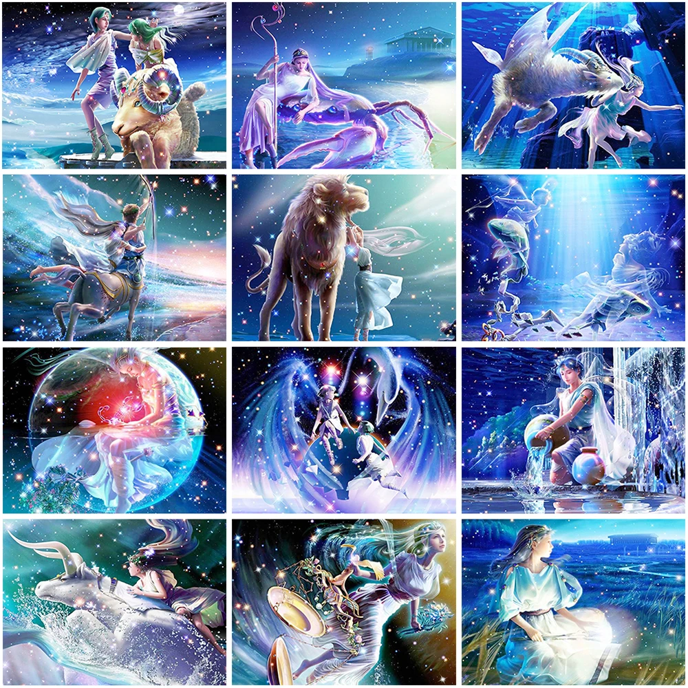 

Twelve Constellations 5D Diy Diamond Painting Fantasy Patron Saint Full Diamonds Mosaic Decoration Home