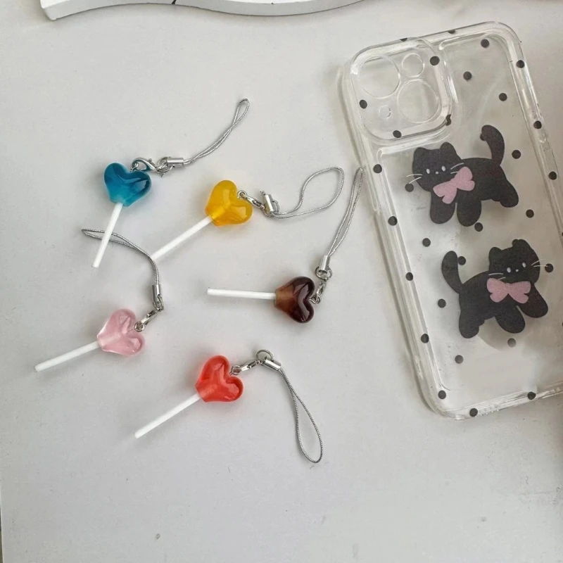 5 шт. подвеска в форме сердца конфеты для телефона двухцветная подвеска-леденец