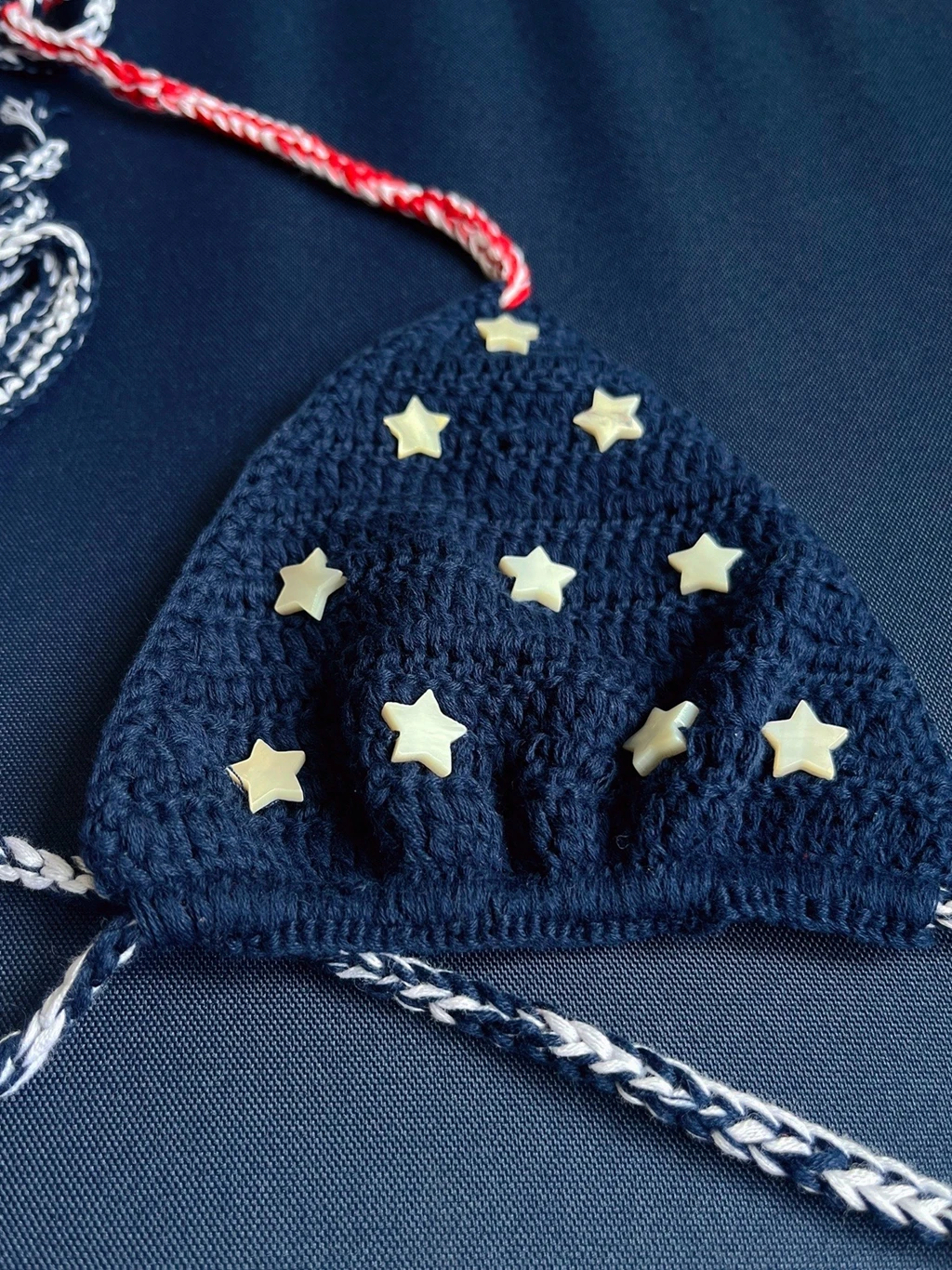 Купальник в американском стиле Вязаная пляжная одежда ручной работы со звездами