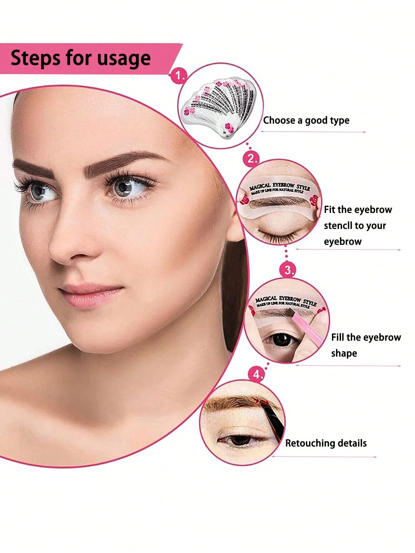 Набор Трафаретов Для Бровей - 24 Многоразовых Тонких И Толстых Шаблонов Бритва