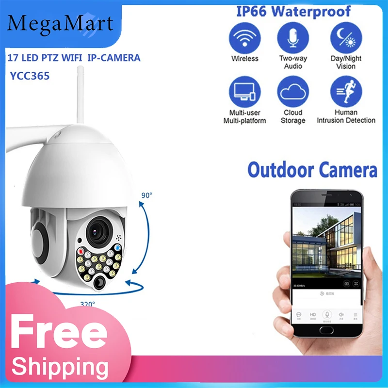 

2MP 320° PTZ Wifi IP Camera Outdoor IP66 Waterproof CCTV Security SD Card Cloud Storage Wireless Two-Way Audio Cam Night Vision