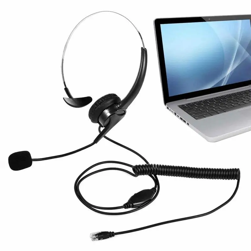 

Call Center Headset With Microphone Crystal Plug Telephone Operator Voice Headphone For Computer PC Game Volume Control