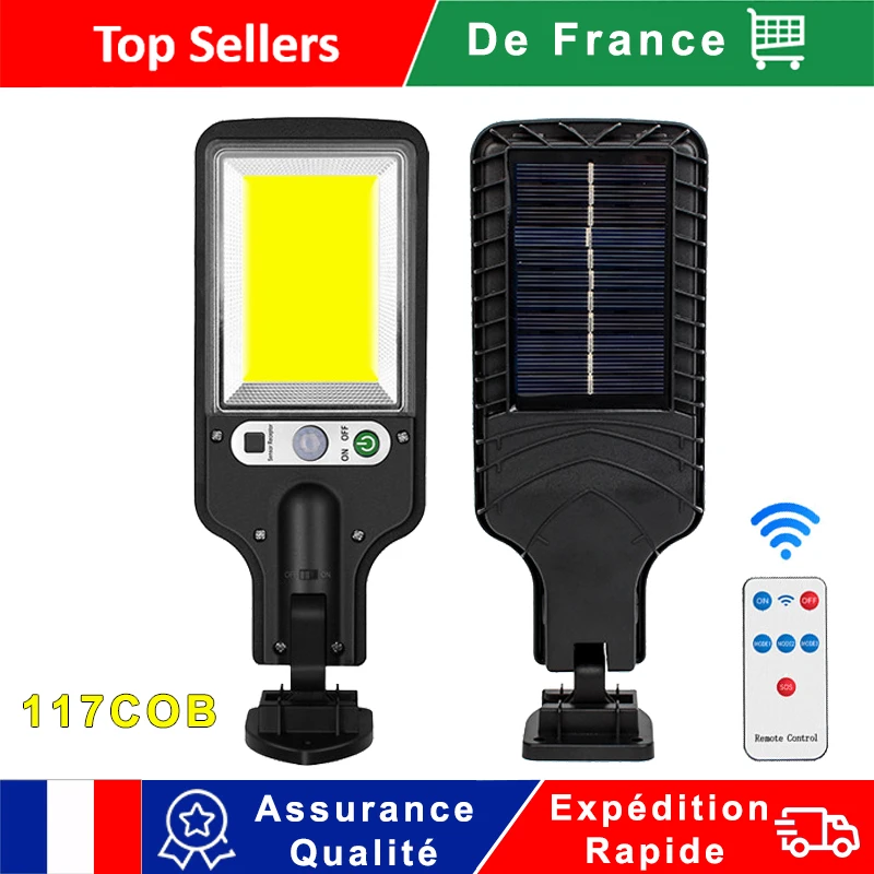 

117 COB Solar Street Lights Outdoor 2500W Solar Lamp With 3 Light Mode Motion Sensor Security Lamp for Garden Patio Path Yard