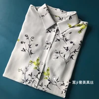 new 2022 natural silk full sleeve thin see through shirt women blouse print high quality prairie chic women tops