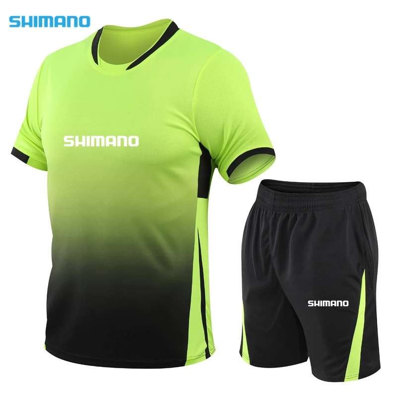 

Летняя спортивная одежда Shimano, мужские спортивные костюмы для рыбалки, повседневный мужской костюм для бега из 2 предметов, Мужская быстросо...