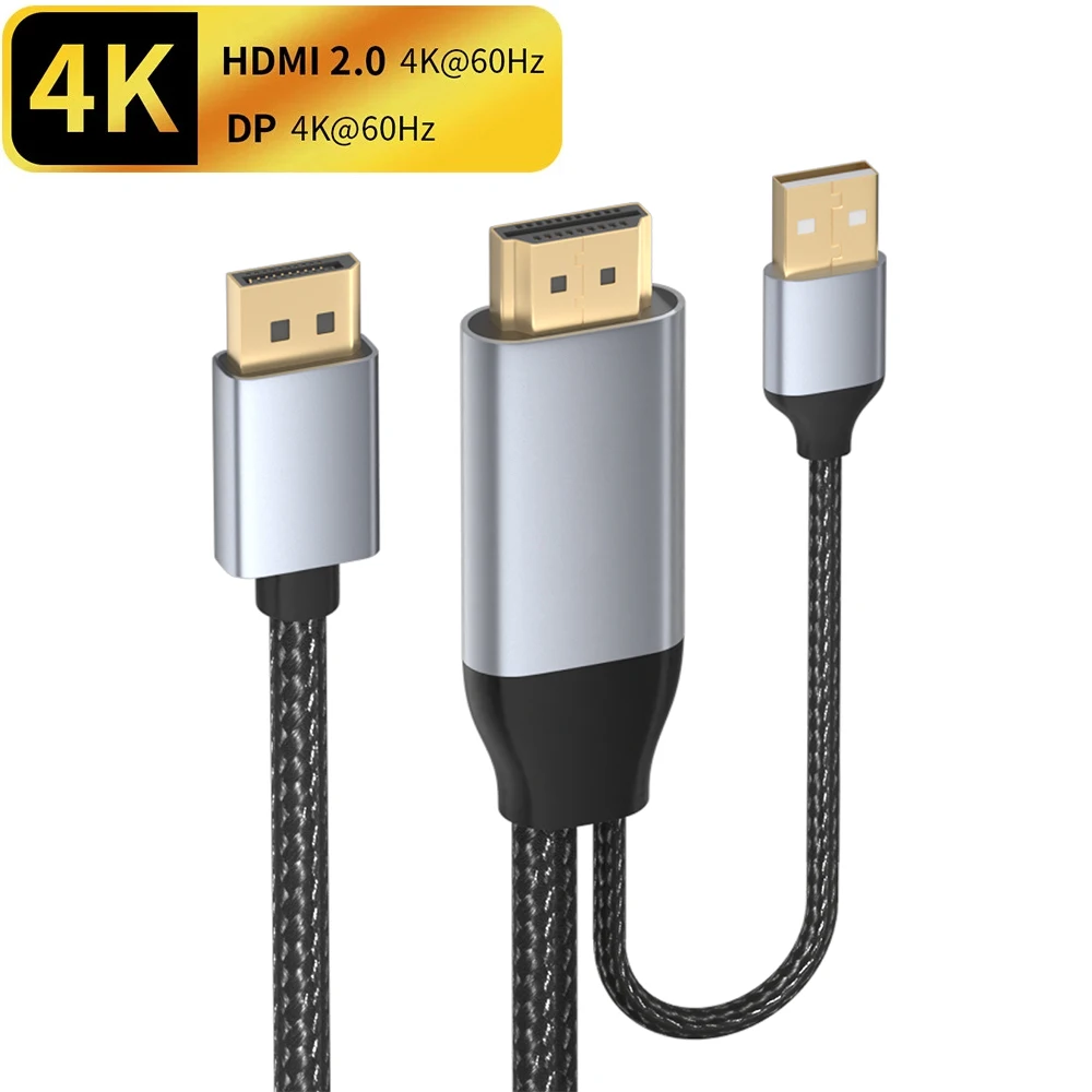 

Кабель-преобразователь с HDMI на Displayport 4K, 60 Гц, 1,8 м