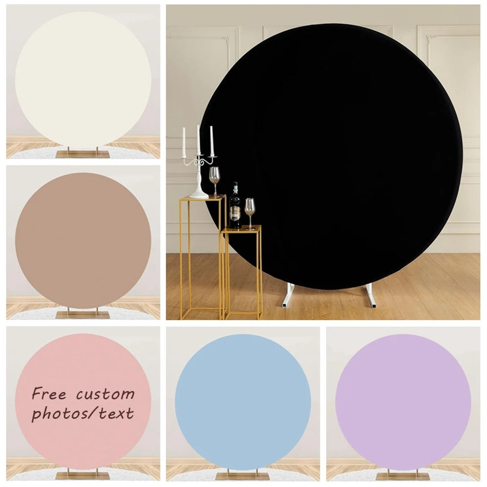 

Black Round Backdrop Cover Custom Solid Color Circle Photography Background for Wedding Birthday Party Baby Shower Photo Props
