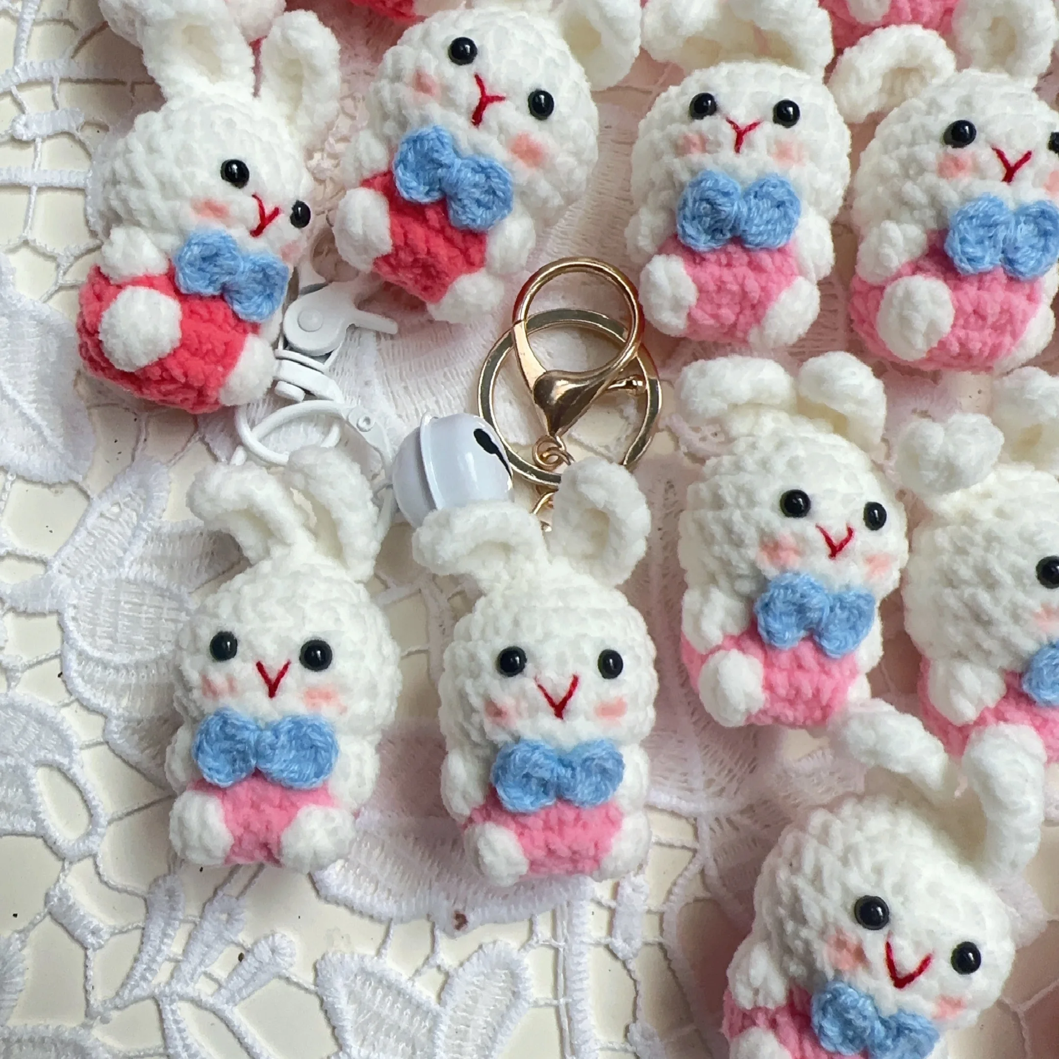 Готовый мини-кролик вязаный крючком брелок ручной работы вязаная кукла игрушки