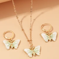 fashion cute animal kids jewerly sets for women new small fresh butterfly earrings necklace ins wind popular butterfly suit