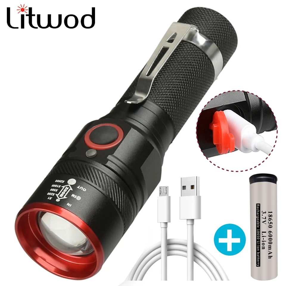 

Zoomable XM-L T6 Led Flashlight USB Rechargeable Torch Lantern Waterproof for High Quality Aluminum Camping Light Outdoor light
