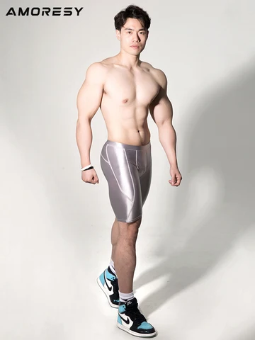 Мужские шорты DROZENO, облегающие Однотонные эластичные плотные пластиковые дышащие мужские шорты для фитнеса со средней талией