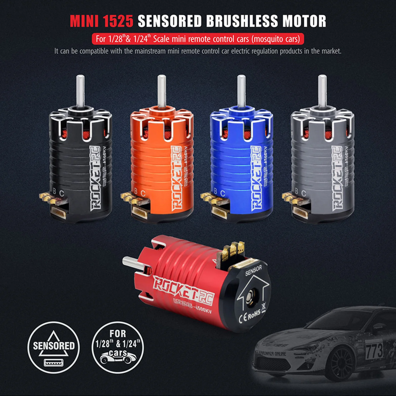 

21.5t 4500kv 80w Brushless Motor Sensored Sensorless Truck Brushless Motor Aluminum Alloy High Efficiency for 1/28 1/24 Rc Cars