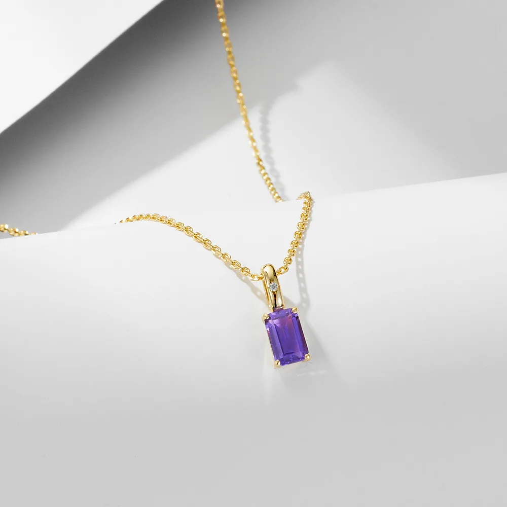 

925 sterling silver natural amethyst peridot pendant necklace women's light luxury collarbone chain fine jewelry